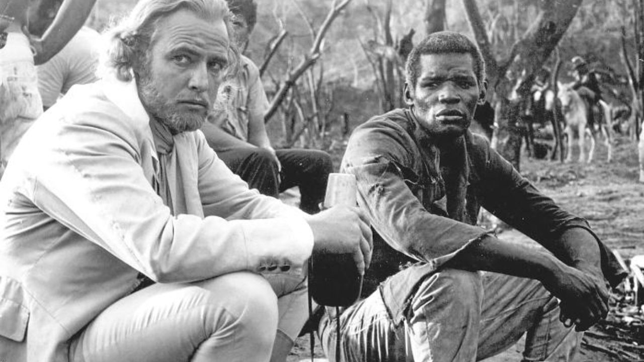 Marlon Brando y Evaristo Márquez en el set de 'Queimada'