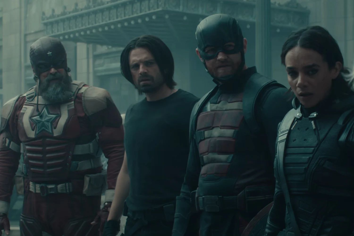 David Harbour, Sebastian Stan, Wyatt Russell y Hannah John-Kamen en 'Thunderbolts'